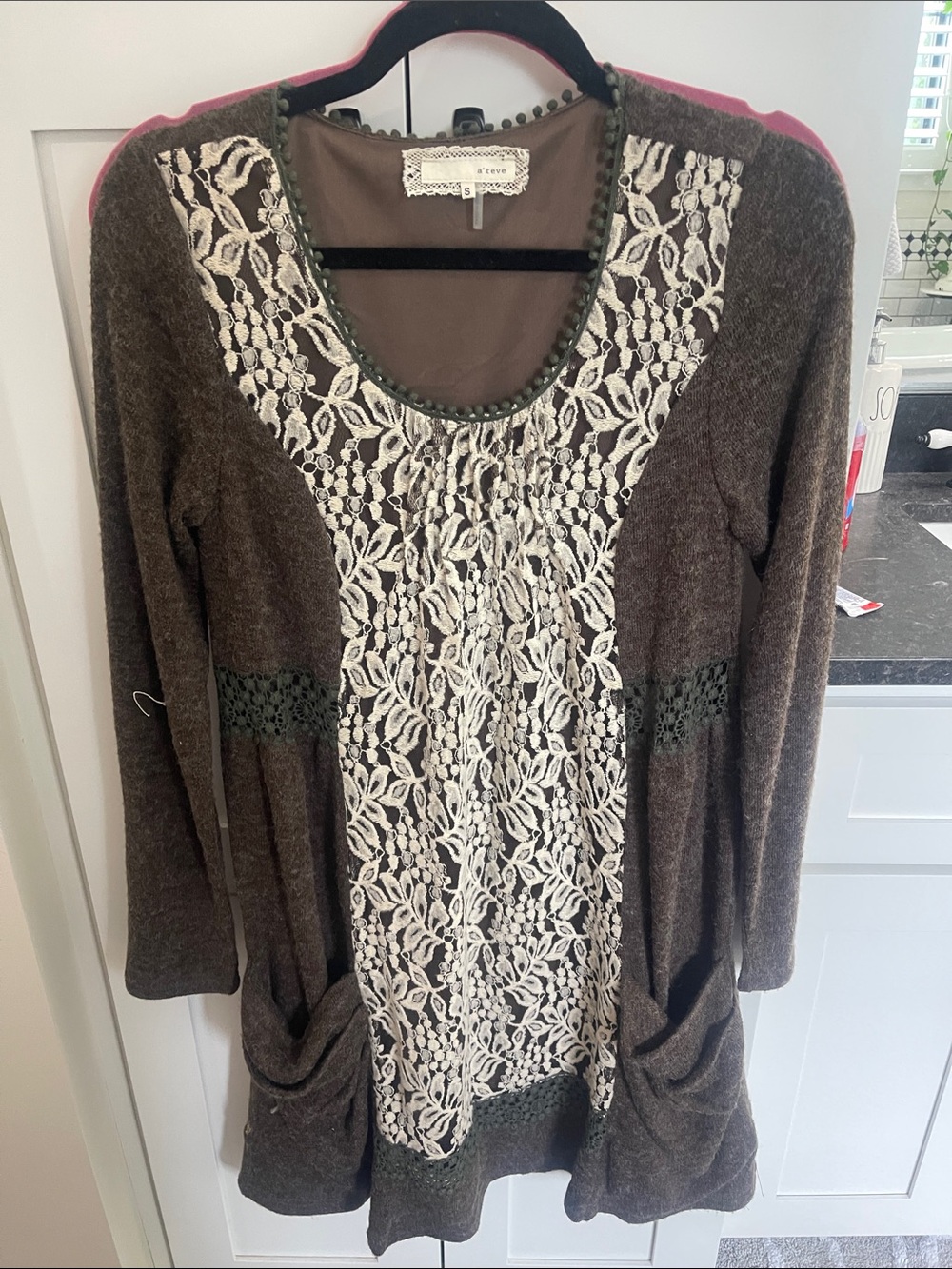 Areve Heathered Brown Long-Sleeve Knit Tunic